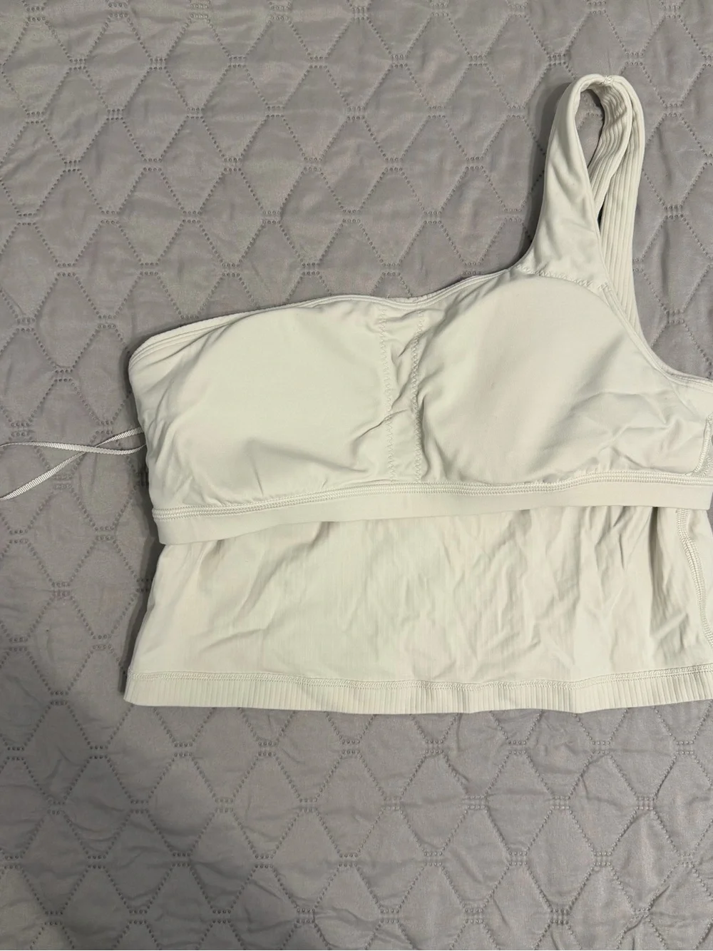 Lululemon Ribbed Nulu Asymmetrical Yoga Tank Top Off White - Size 10
